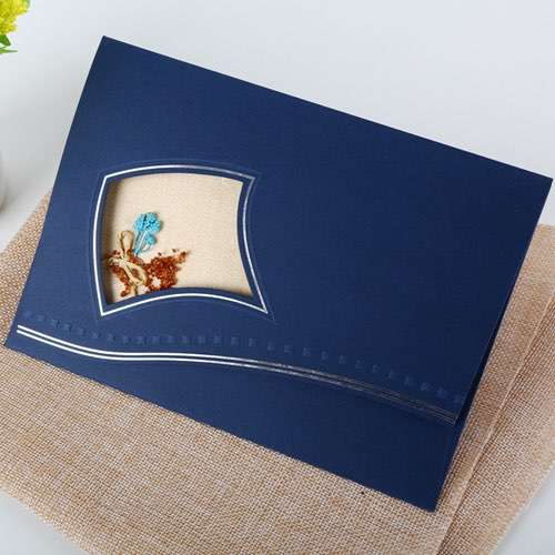 Dark Blue Greeting Card Customized Wedding Invitation Card Rectangle